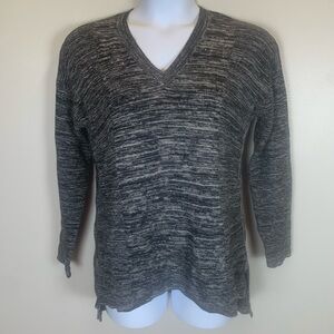 Ellen Tracy Women’s Charcoal Pullover Knit Tunic Sweater V Neck‎ Size XL